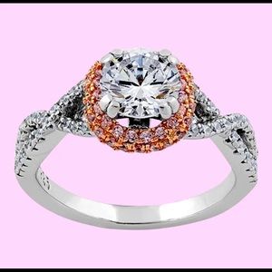 Two Tone Rose Gold Plated Clear CZ Ring